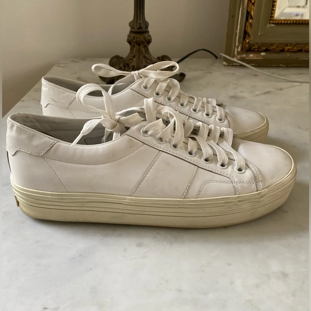Saint Laurent Leather Low Top Sneakers-39.5 - Picture 2 of 6